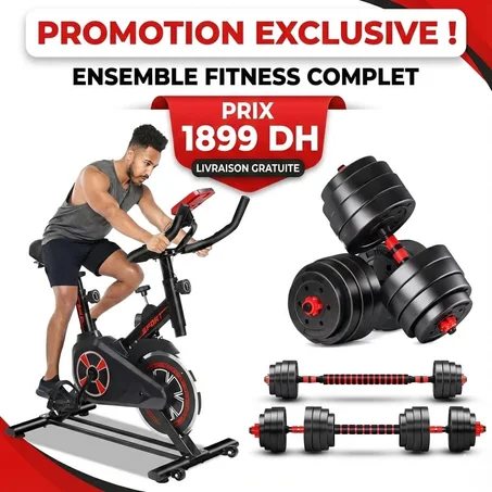 Ensemble Polyvalent : Vélo Cardio Professionnel et Kit d’Haltères 20KG – Performance Complète à Domicile