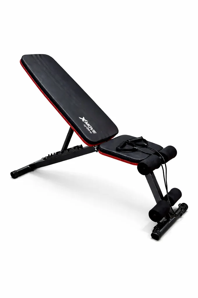 Entraînement complet : banc de musculation réglable noir avec élastiques