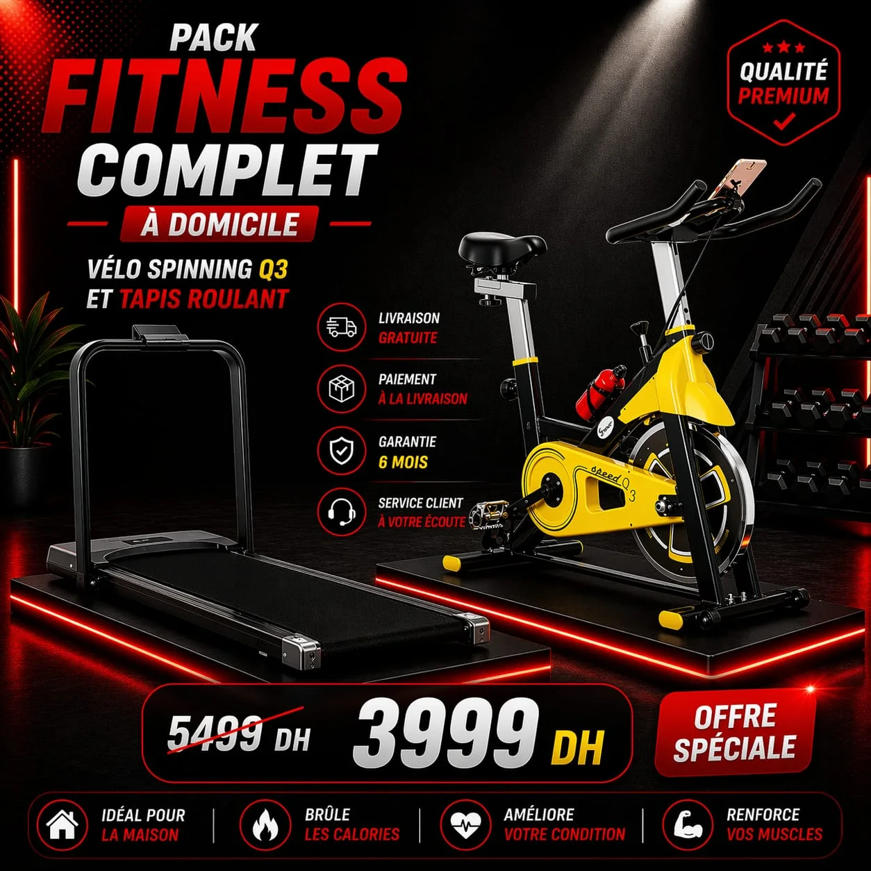 A .Pack  Vélo spinning Q3 & Tapis de Course