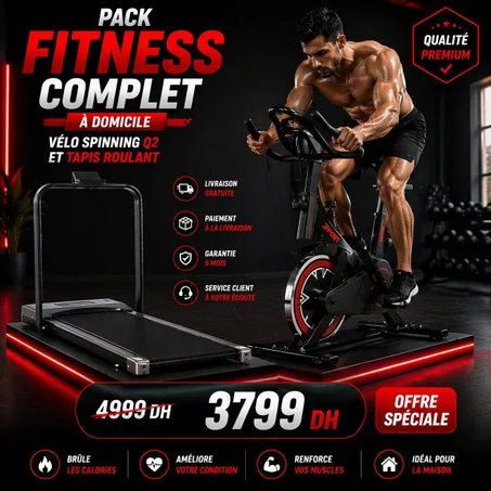Ensemble Fitness à Domicile – Vélo Spinning Q2 & Tapis de course 🔥