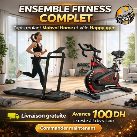 Pack Tapis de Course Intelligent 2,5 HP + Vélo Magnétique pour Entraînement Intensif