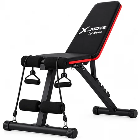 Entraînement complet : banc de musculation réglable noir avec élastiques