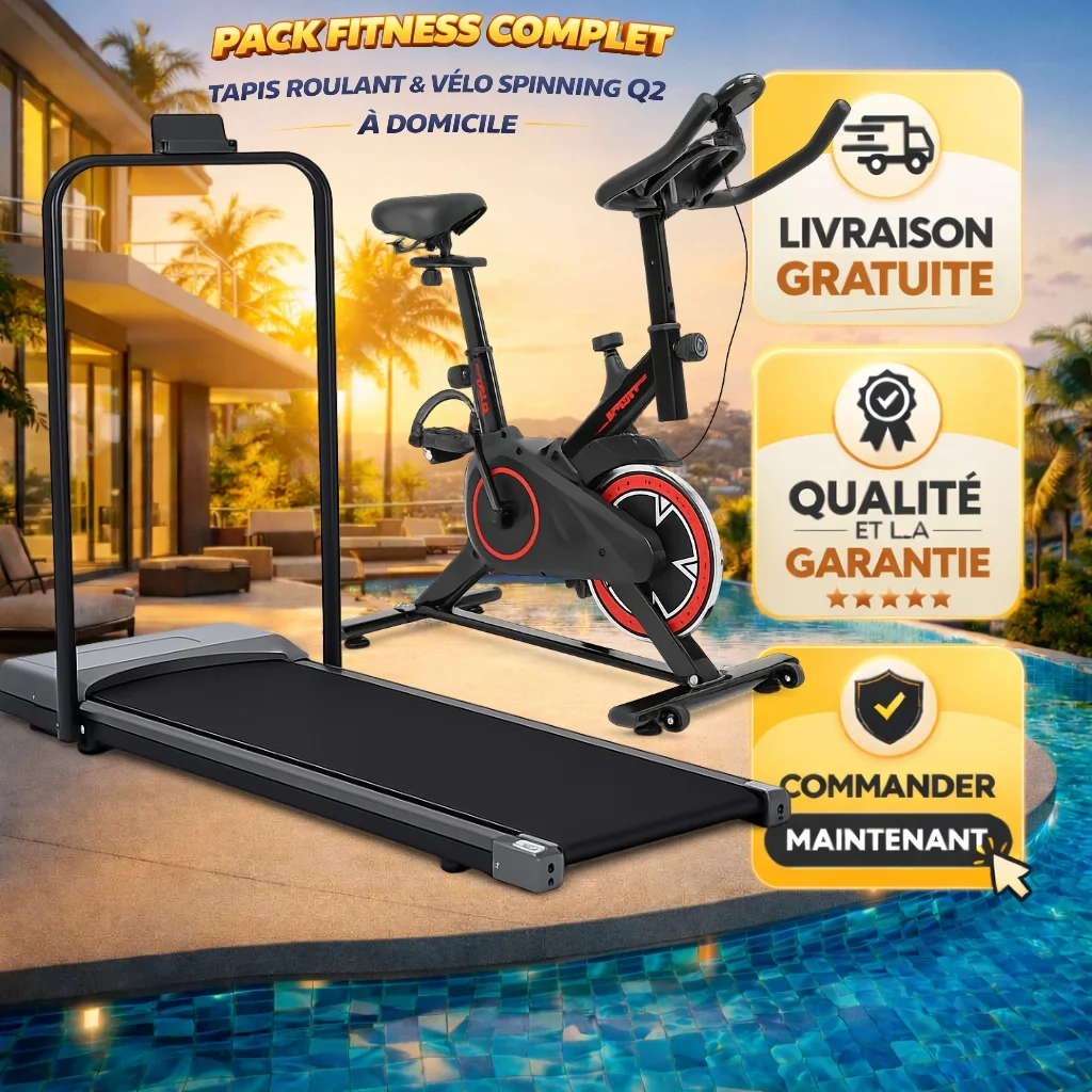 Ensemble Fitness à Domicile – Vélo Spinning Q2 & Tapis de course 🔥