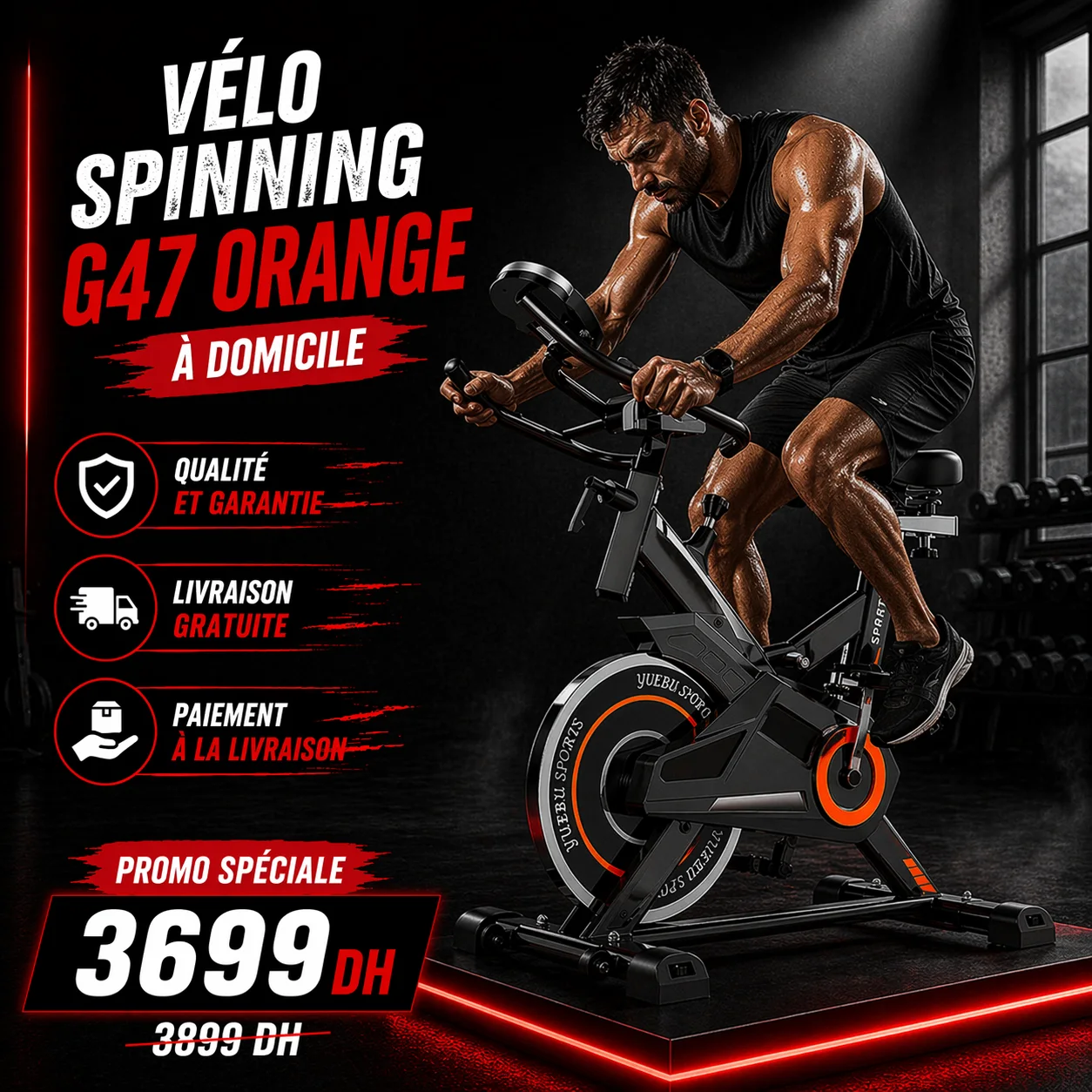 VÉLO SPINNING G47 ORANGE - L