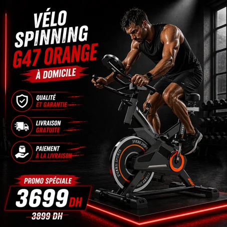 VÉLO SPINNING G47 ORANGE - L'INTENSITÉ À DOMICILE