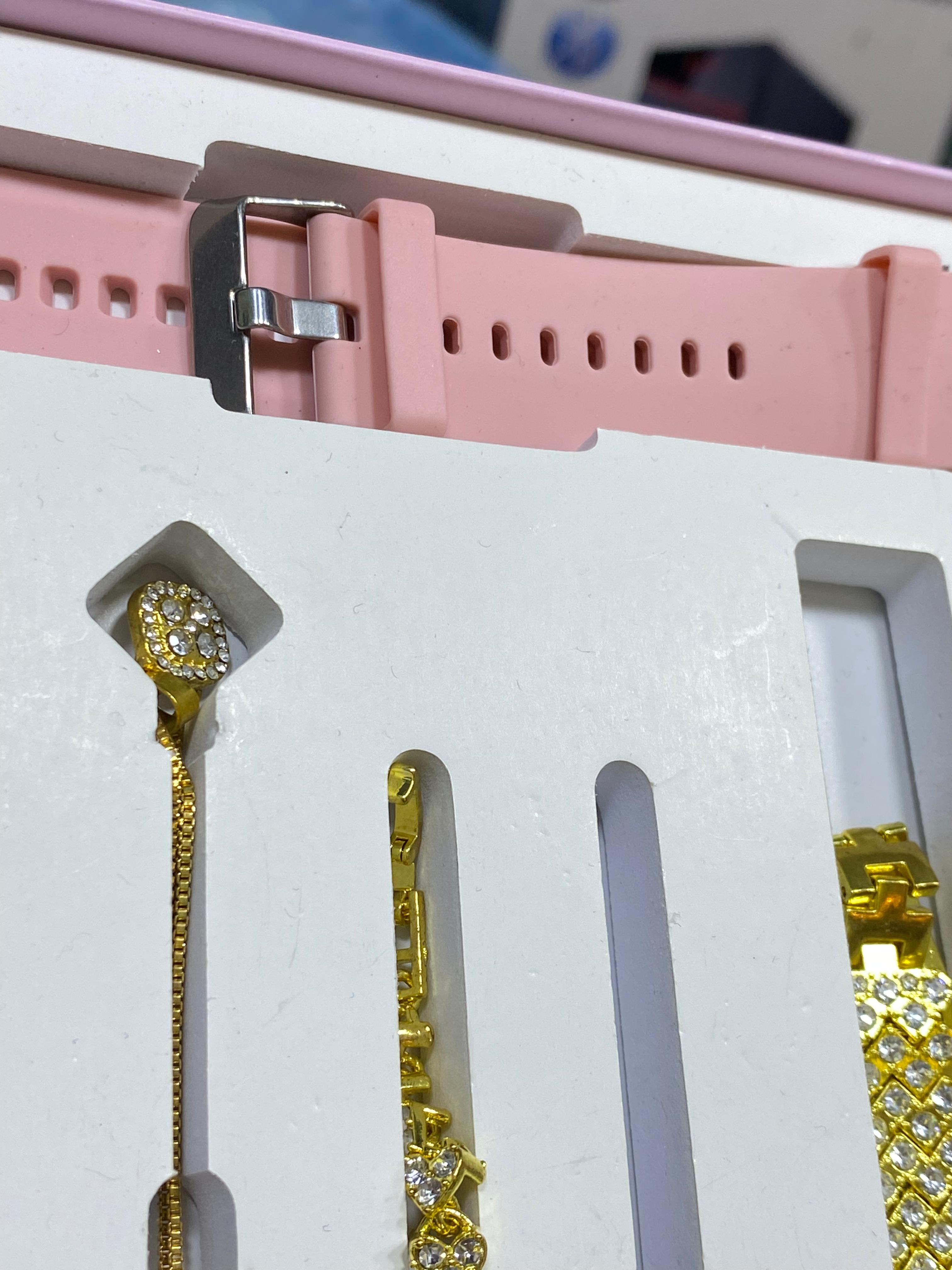 Pack Smartwatch & Bijoux – Montre Connectée + Bracelet Élégant & Accessoires Féminins