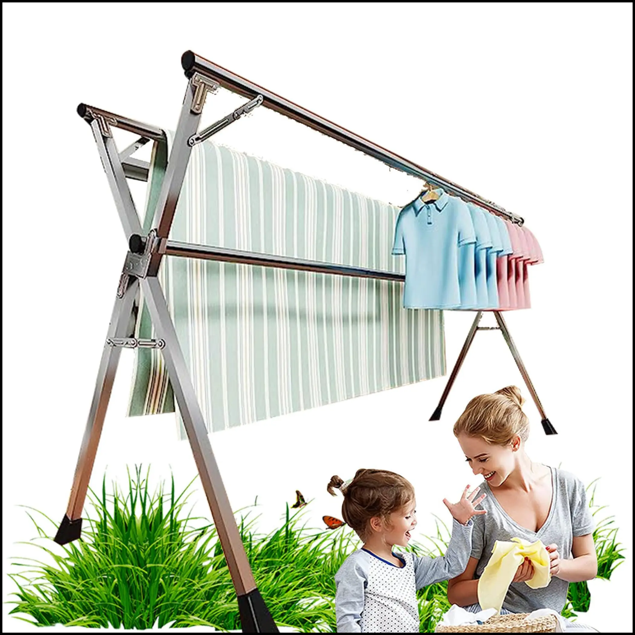 منشر الملابس المعدني القابل للطي