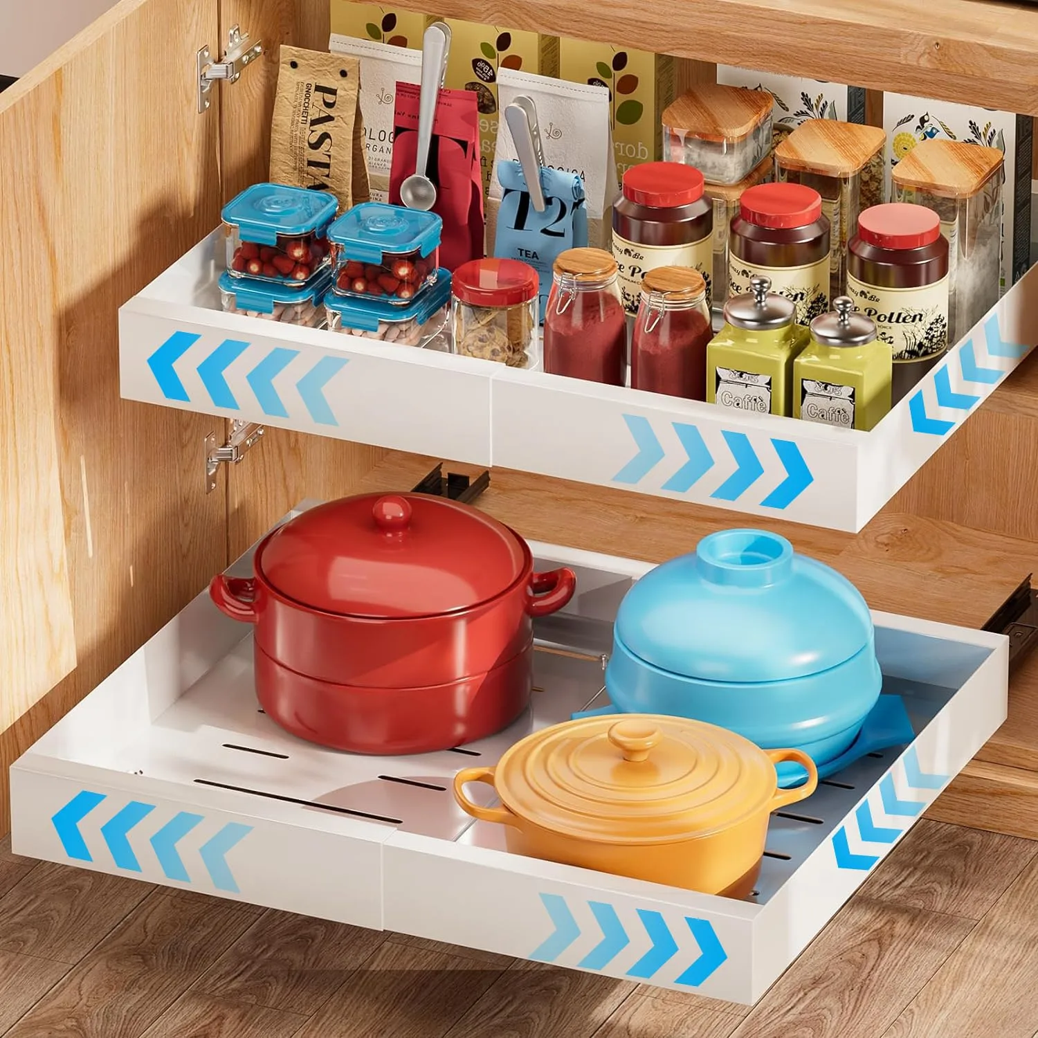 الرف المنزلق الذكي لتنظيم الخزائن