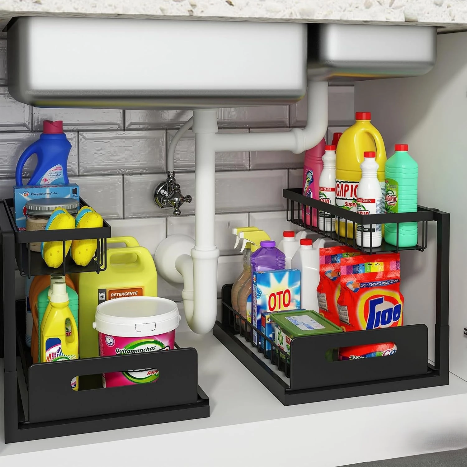 منظم تحت الحوض المنزلق من الفولاذ