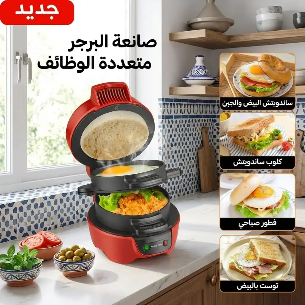 آلة صنع الساندويتش والبرغر  — ساندويتش سخون… جاهز في 5 دقايق!