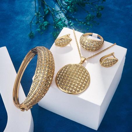 انصومبل Inoxydable دبليج + سلسلة + حلقات اذن +  خاتم