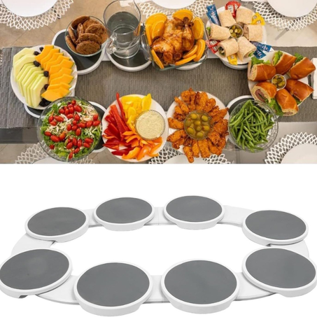 صينية طعام دوّارة بزاوية 360 درجة، متعددة الاستخدامات، قابلة للتعديل، منظم طعام محمول للطاولة
