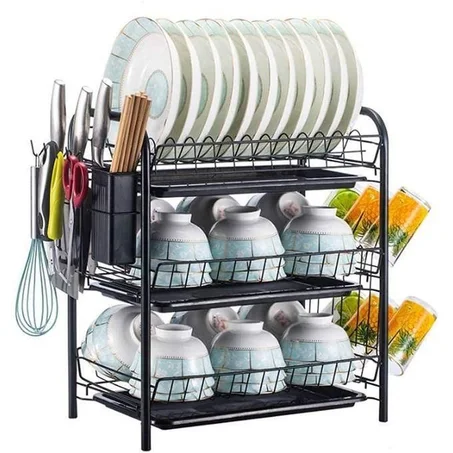 مجفف أطباق بثلاث طبقات –