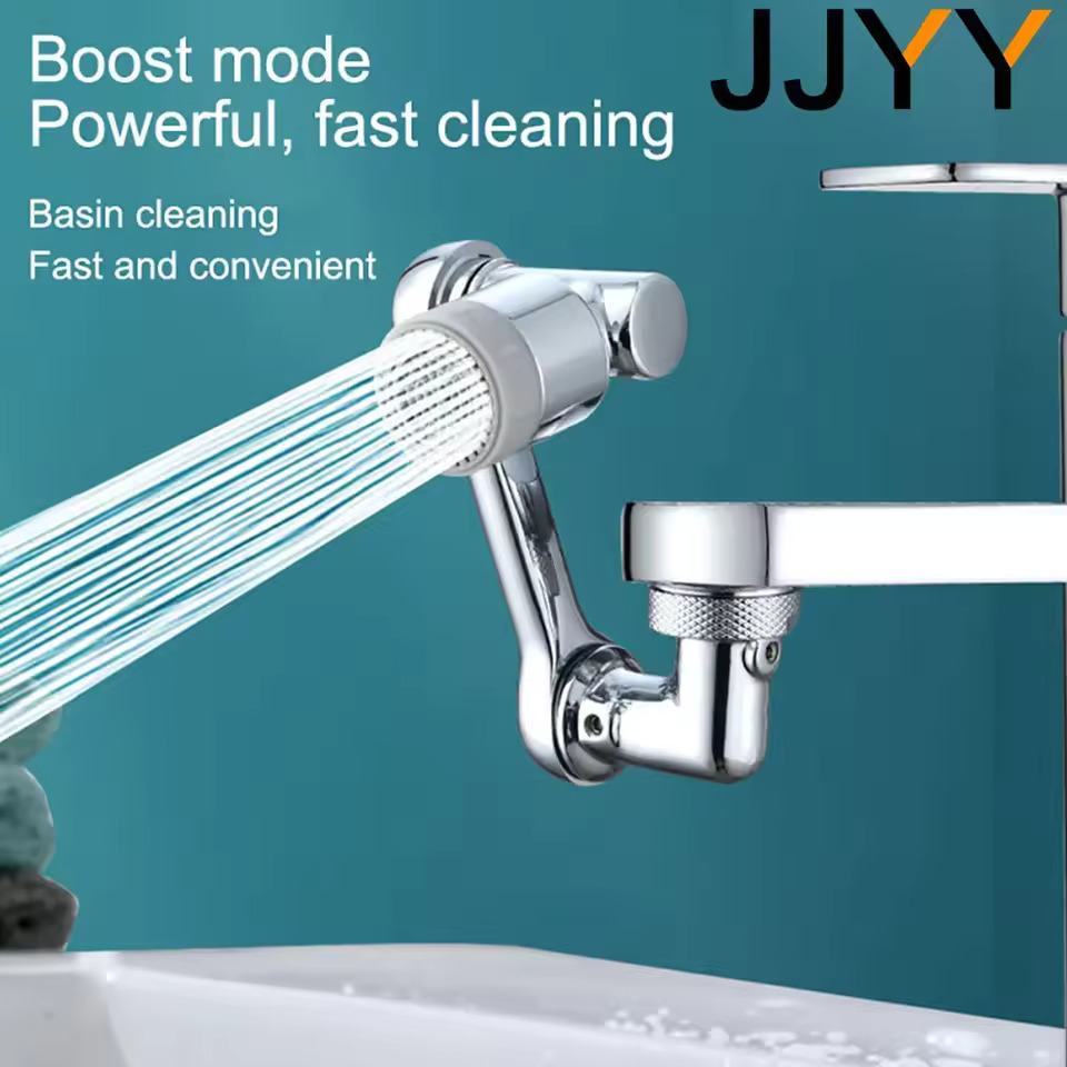 JJYY Universal 1080° Rotatable Robotic Arm Faucet Extender Plastic Splash Filter Bubbler Nozzle for Kitchen Bathroom