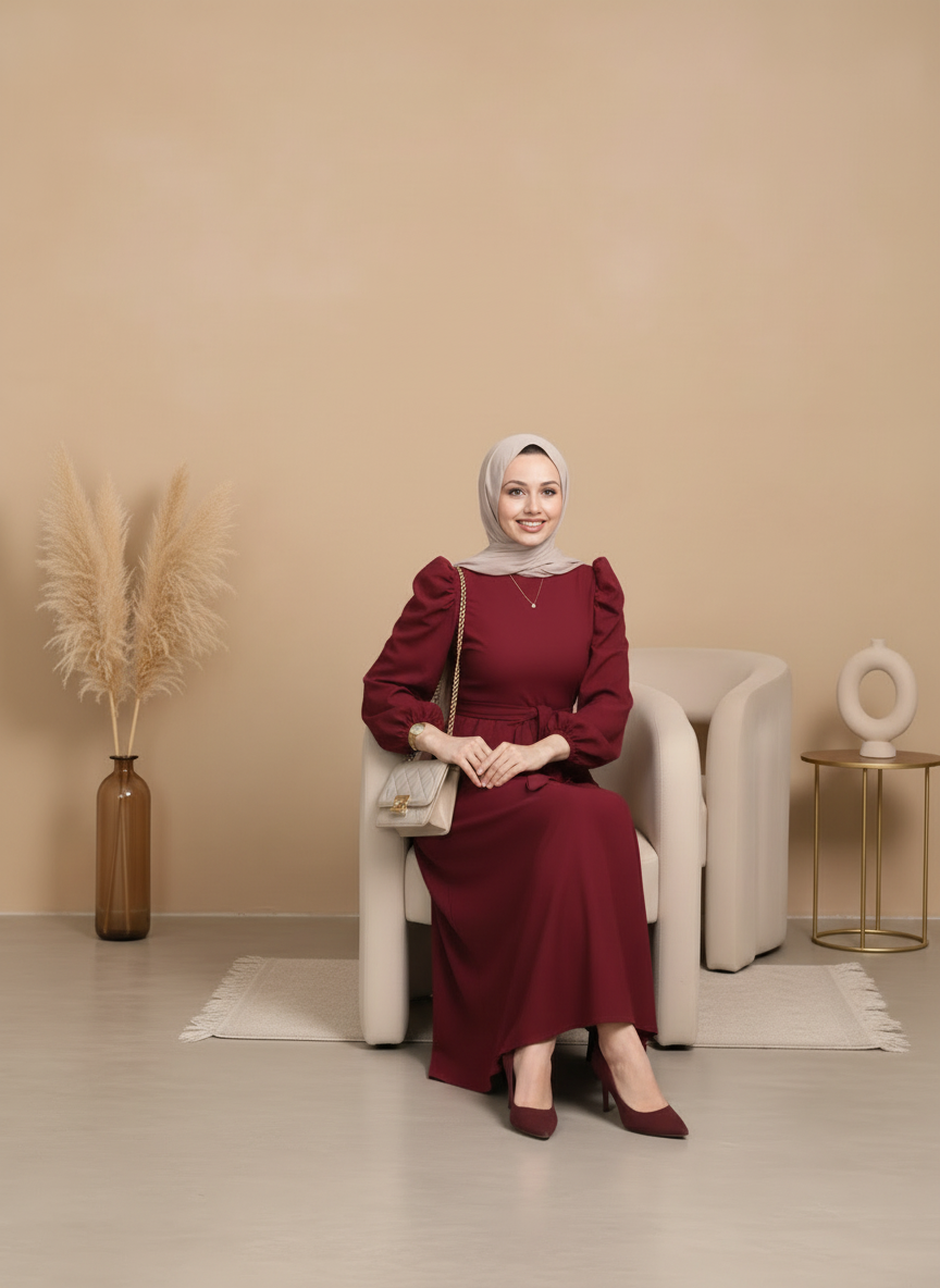 روب أمورا العنابي الأنيق✨