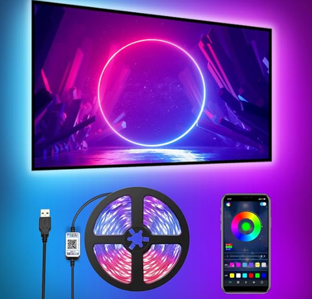 مصابيح خلفية LED تلفزيونية 3 متر مع تحكم تطبيقي بتقنية البلوتوث