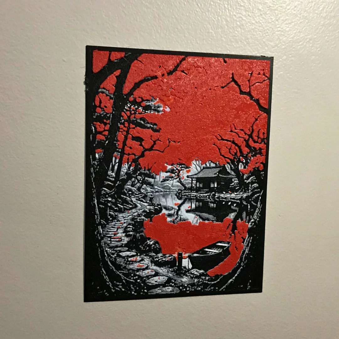 Pack - Tableau mural 3D style japonais rouge et noir