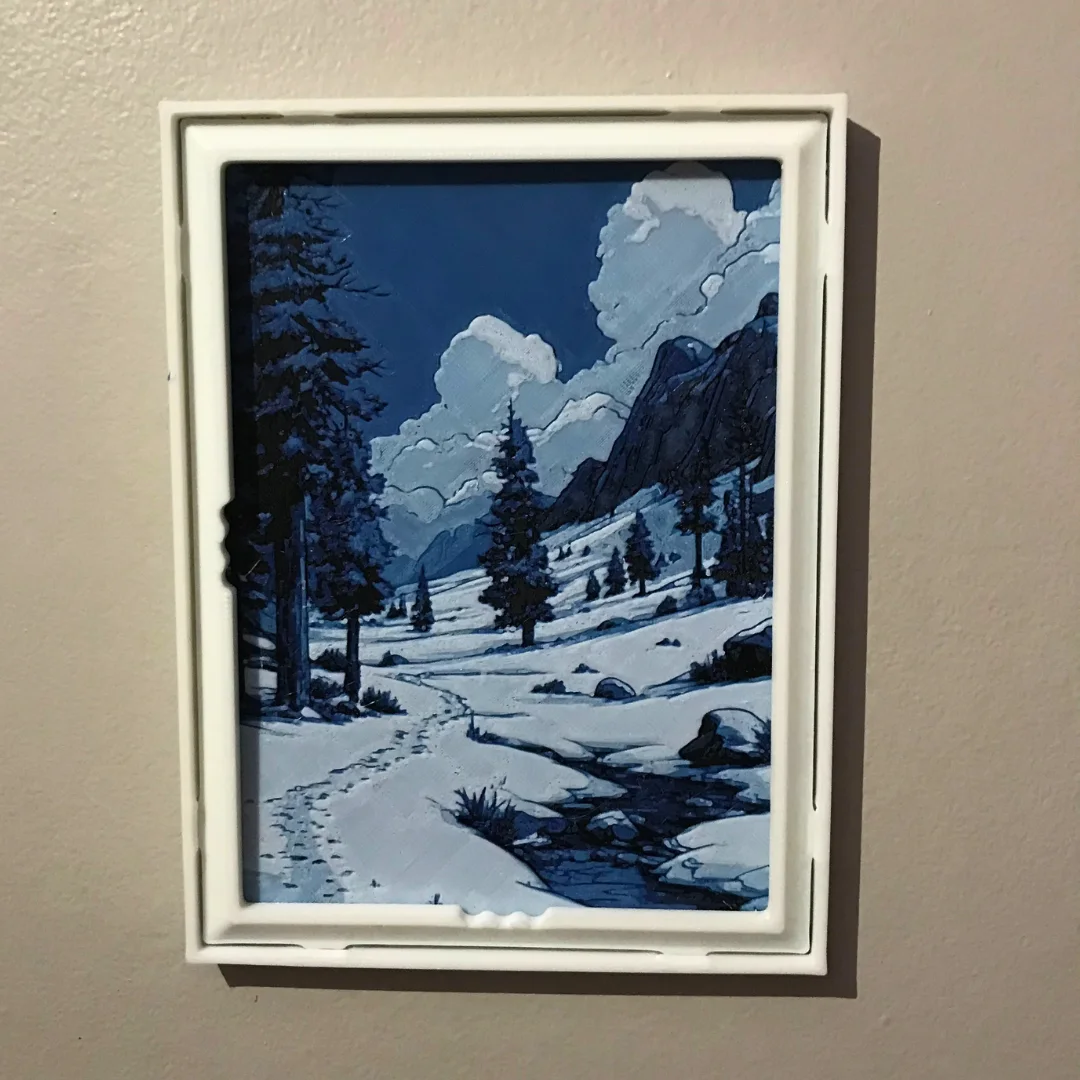 Pack - Tableau mural 3D style alpin bleu et blanc