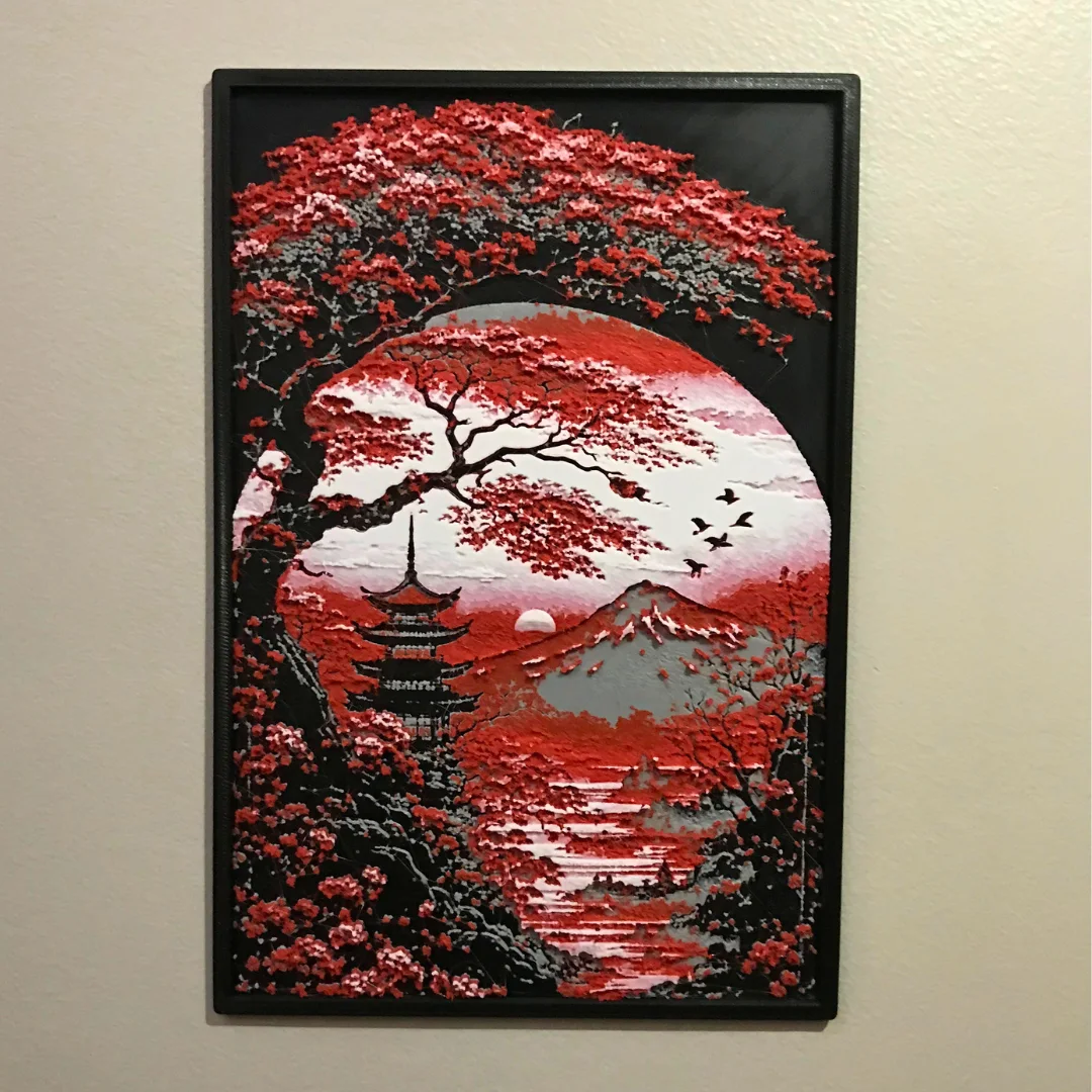 Pack - Tableau mural 3D style japonais rouge et noir