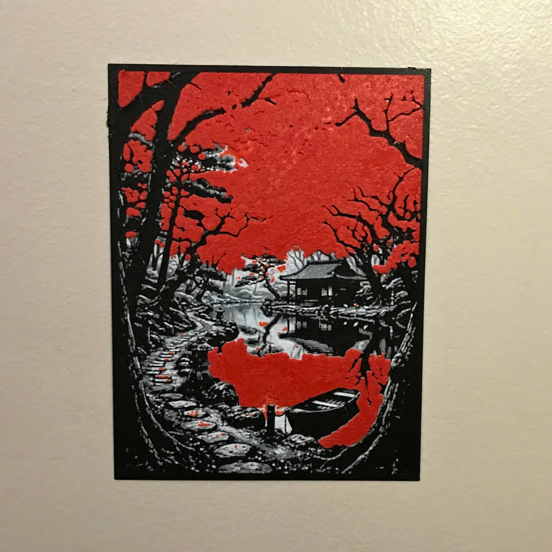 Pack - Tableau mural 3D style japonais rouge et noir