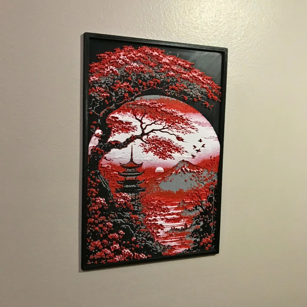 Pack - Tableau mural 3D style japonais rouge et noir