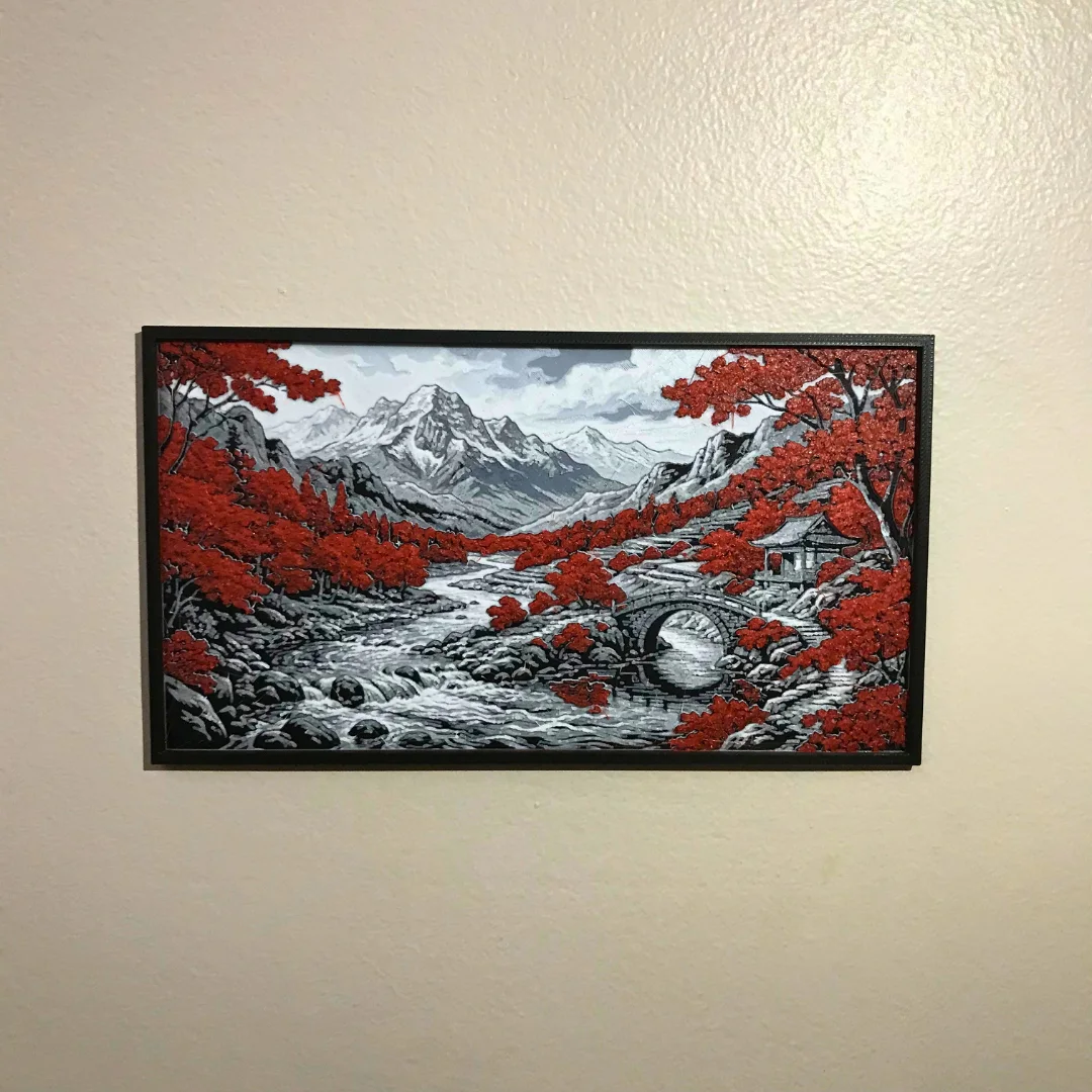 Pack - Tableau mural 3D style japonais rouge et noir