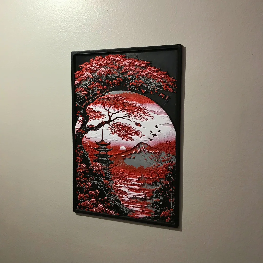 Pack - Tableau mural 3D style japonais rouge et noir