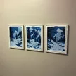 Pack - Tableau mural 3D style alpin bleu et blanc