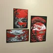 Pack - Tableau mural 3D style japonais rouge et noir