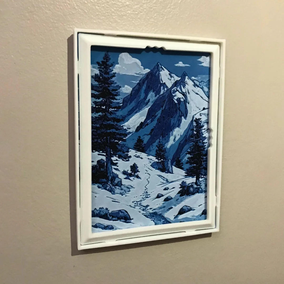 Pack - Tableau mural 3D style alpin bleu et blanc
