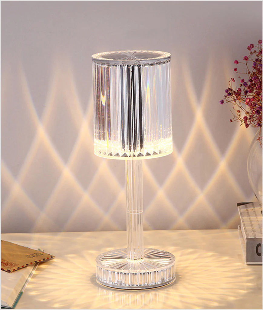 Lampe de table moderne en cristal de 💎, chargement USB, veilleuse à intensité variable, lampe de chevet, salon