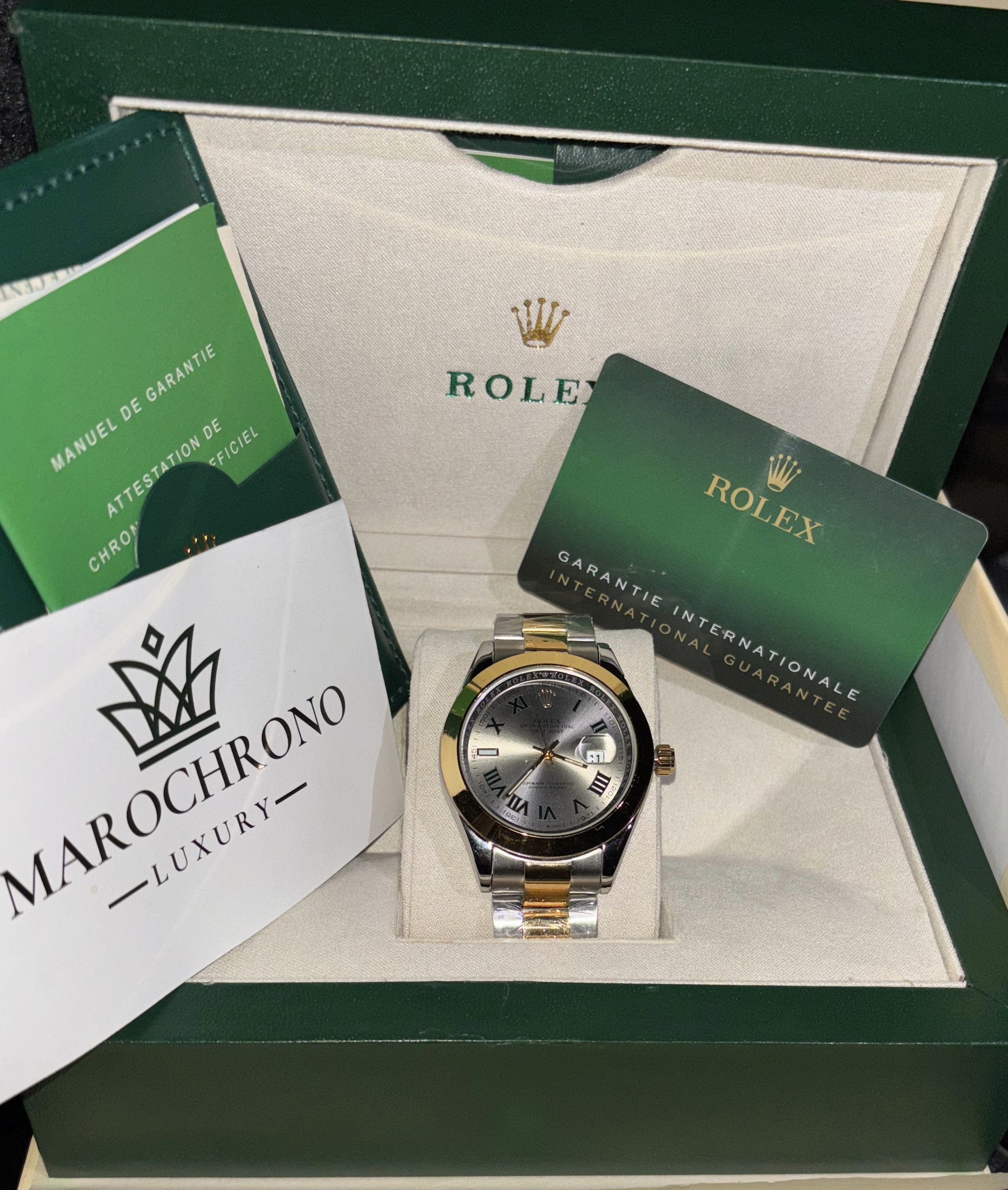 Rolex Datejust Gold & Silver & Green Numerals