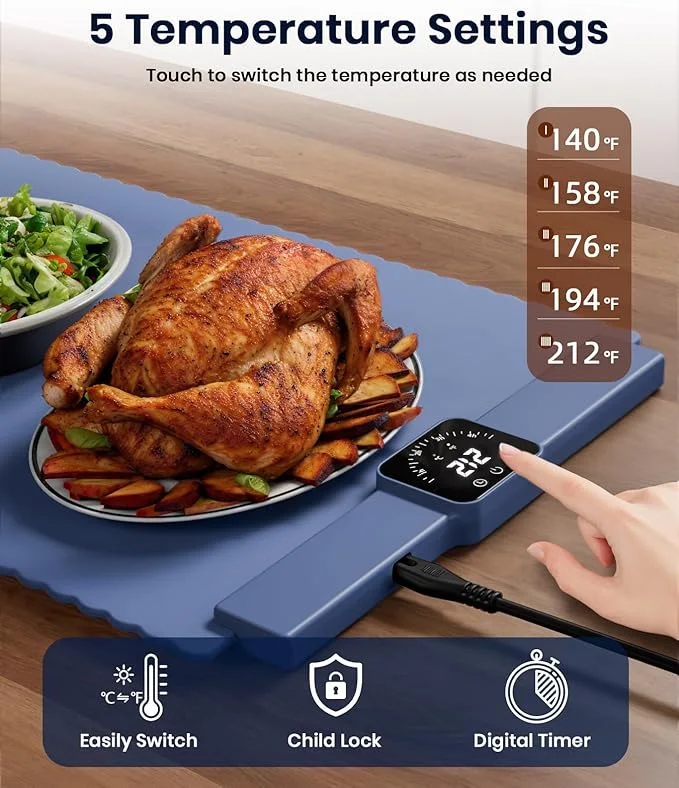 طاولة تسخين الطعام الذكية-  الأكل سخون من أول لآخر 🍽️