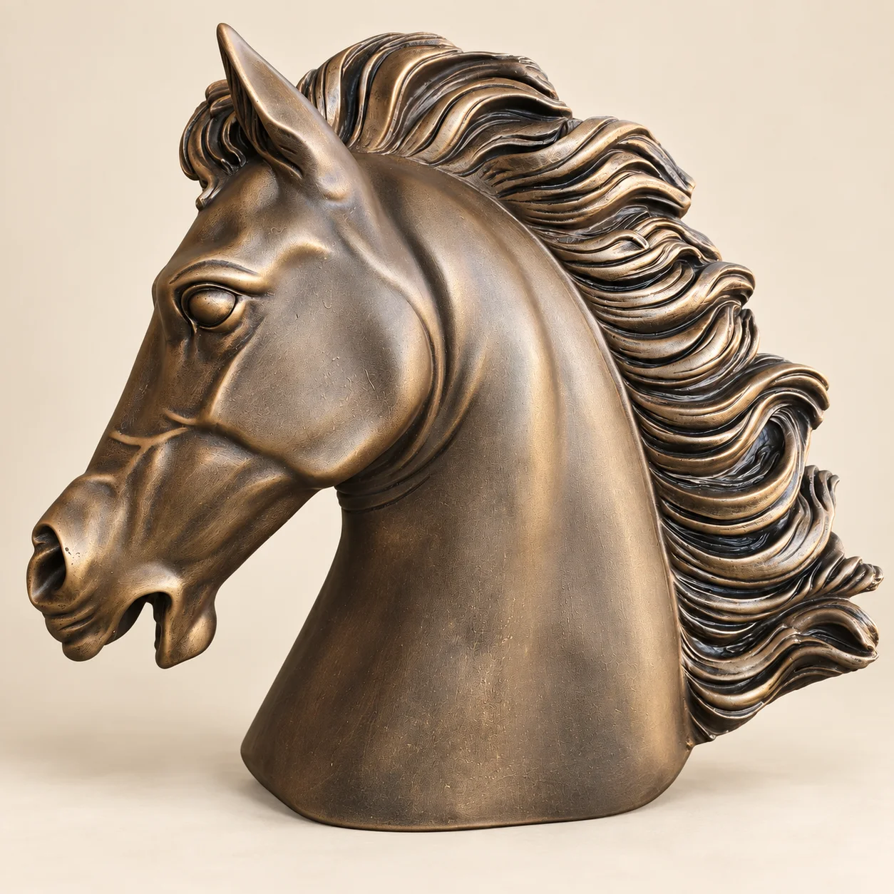 Tête de Cheval Majestueuse – Sculpture Décorative Bronze