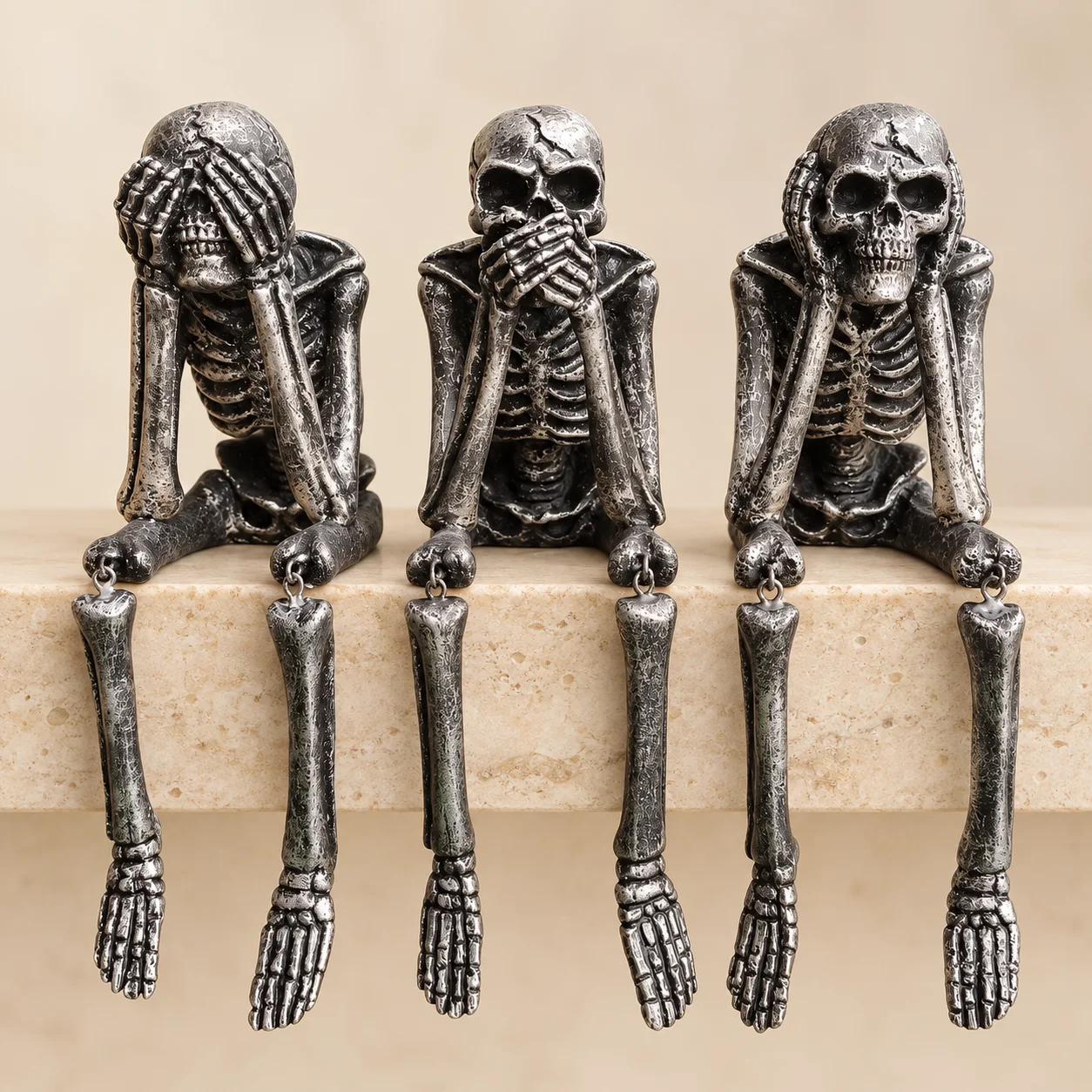 Lot de 3 Squelettes de la Sagesse – Décoration Articulée