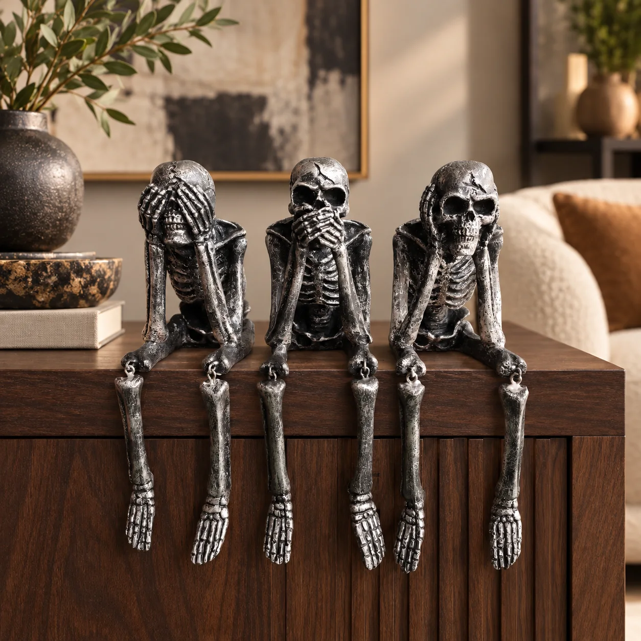 Lot de 3 Squelettes de la Sagesse – Décoration Articulée