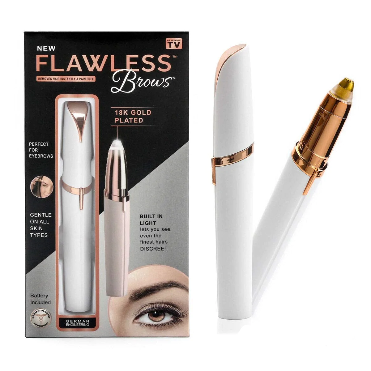 Flawless Brows With 18K Gold Plated آلة مشط الحاجبين
