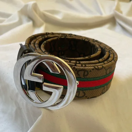 حزام جلد اصلي ✨  أسود رجالي ذهبي