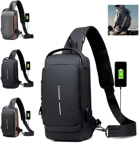 حقيبة صدرية عصرية مضادة للسرقة مع منفذ شحن USB