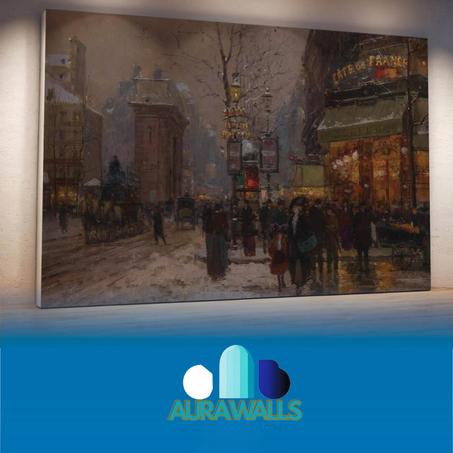 لوحة جدارية مشهد باريس شتوي