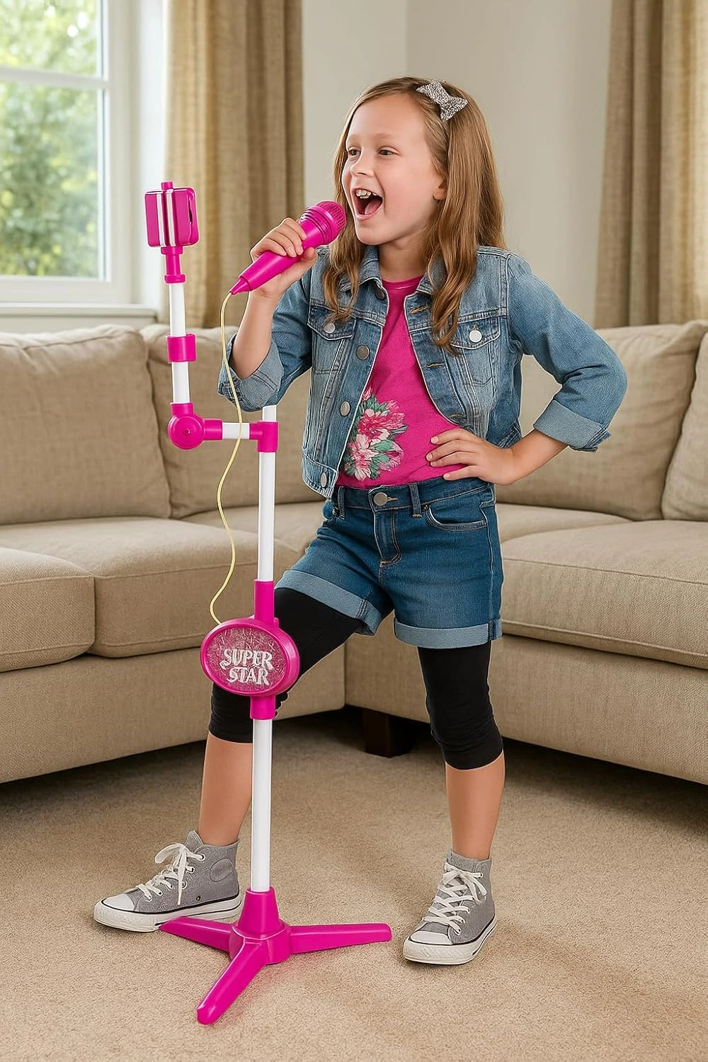 ميكروفون الغناء للأطفال مع مكبر صوت وحامل قابل للتعديل 🎶