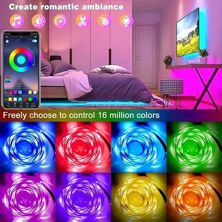 أضواء شريط LED متغيرة اللون بمنفذ USB ، RGB ، شريط مصباح مرن لتزيين الغرفة ، صمام ثنائي لإضاءة التلفزيون الخلفية ، تحكم بتطبيق