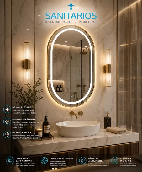 Miroir LED Intelligent – Élégance & Technologie