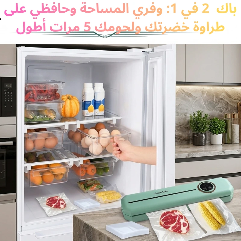 باك  2 في 1: وفري المساحة وحافظي على طراوة خضرتك ولحومك 5 مرات أطول