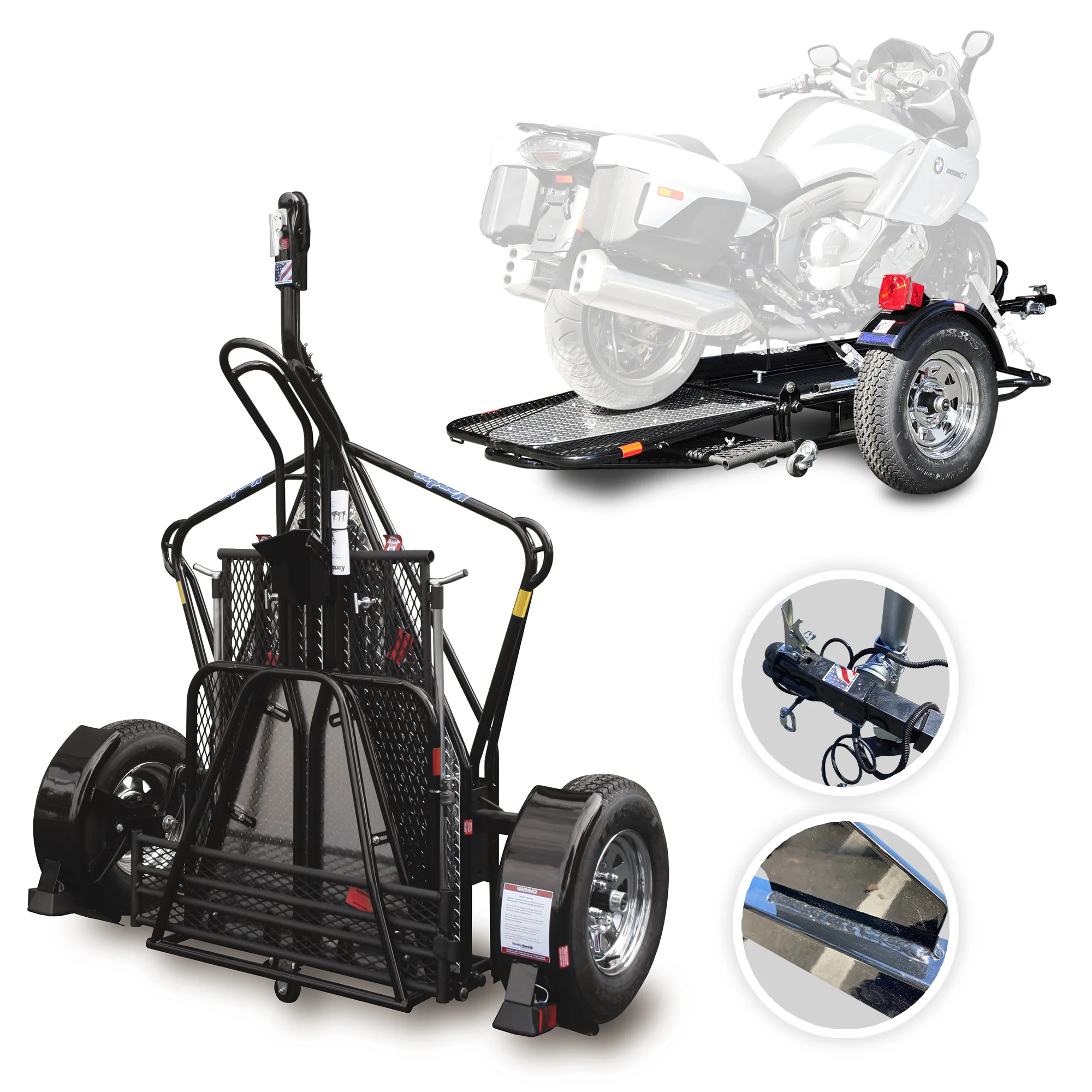 BB107RU Single Ride-Up SRL Stand-Up™ Motorcycle Trailer