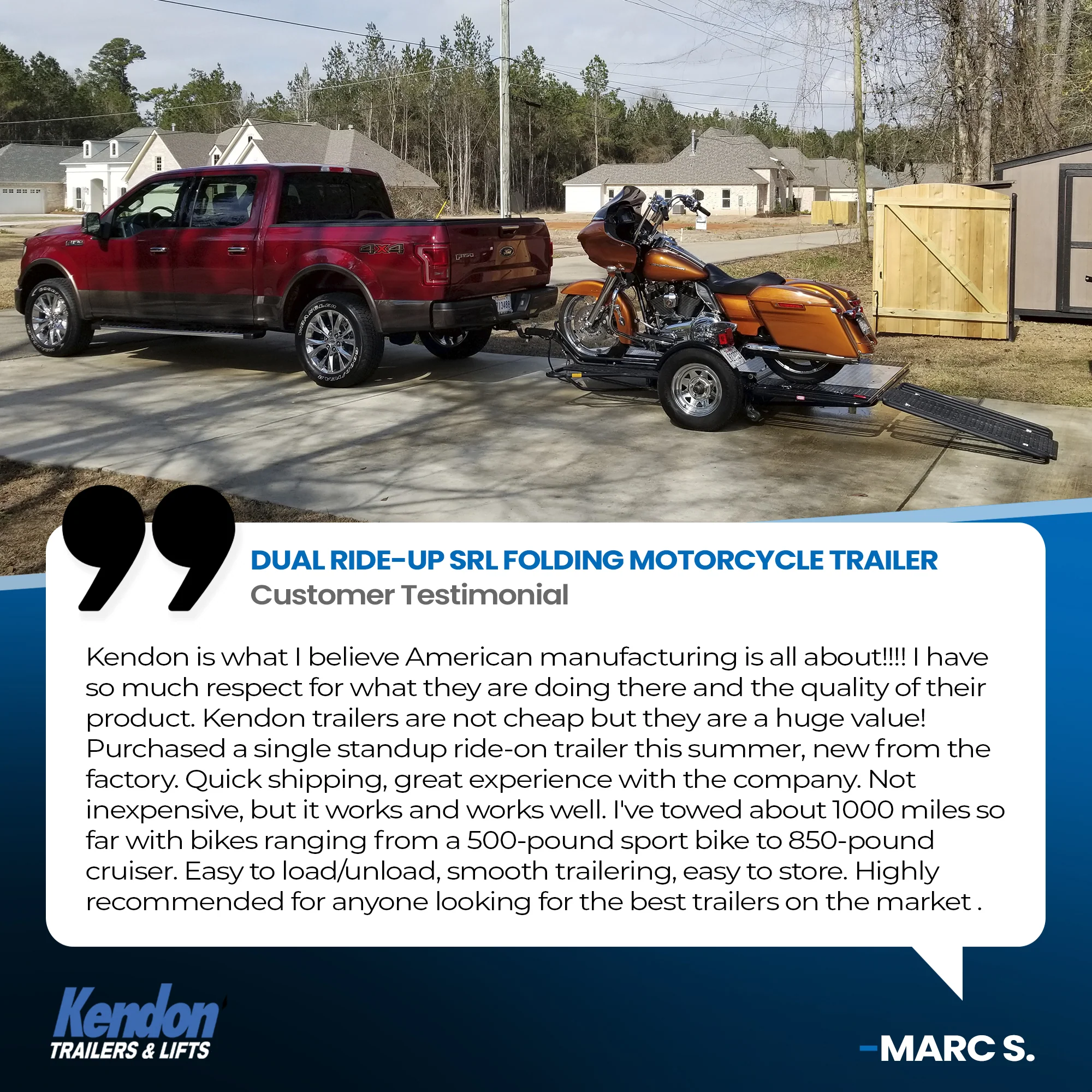 Kendon Stand-Up Trailers Dual Ride-Up SRL Folding Motorcycle Trailer