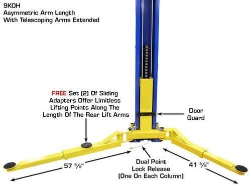 ATLAS 9KOHX 9,000 lb Overhead 2-Post Lift