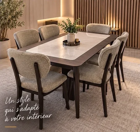 طقم طاولة طعام عصري فاخر مع 6 كراسي مريحة (Table à Manger 6 Chaises)