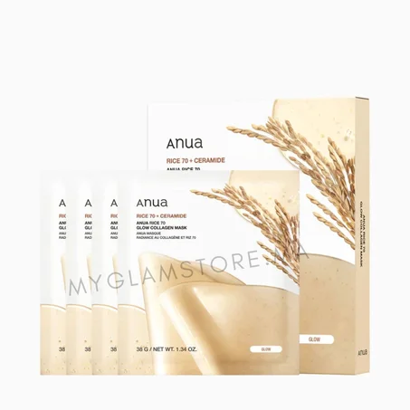 ANUA - Masque au collagène éclat Rice 70 - 4pièces