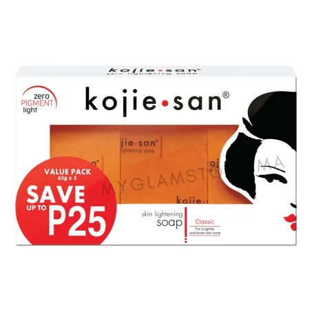 Kojie San- savon Eclaircissant à L'Acide Kojic, 65 g (Sans Emballage à l'achat d'un savon) (Avec Emballage à l'achat de 3 savons)
